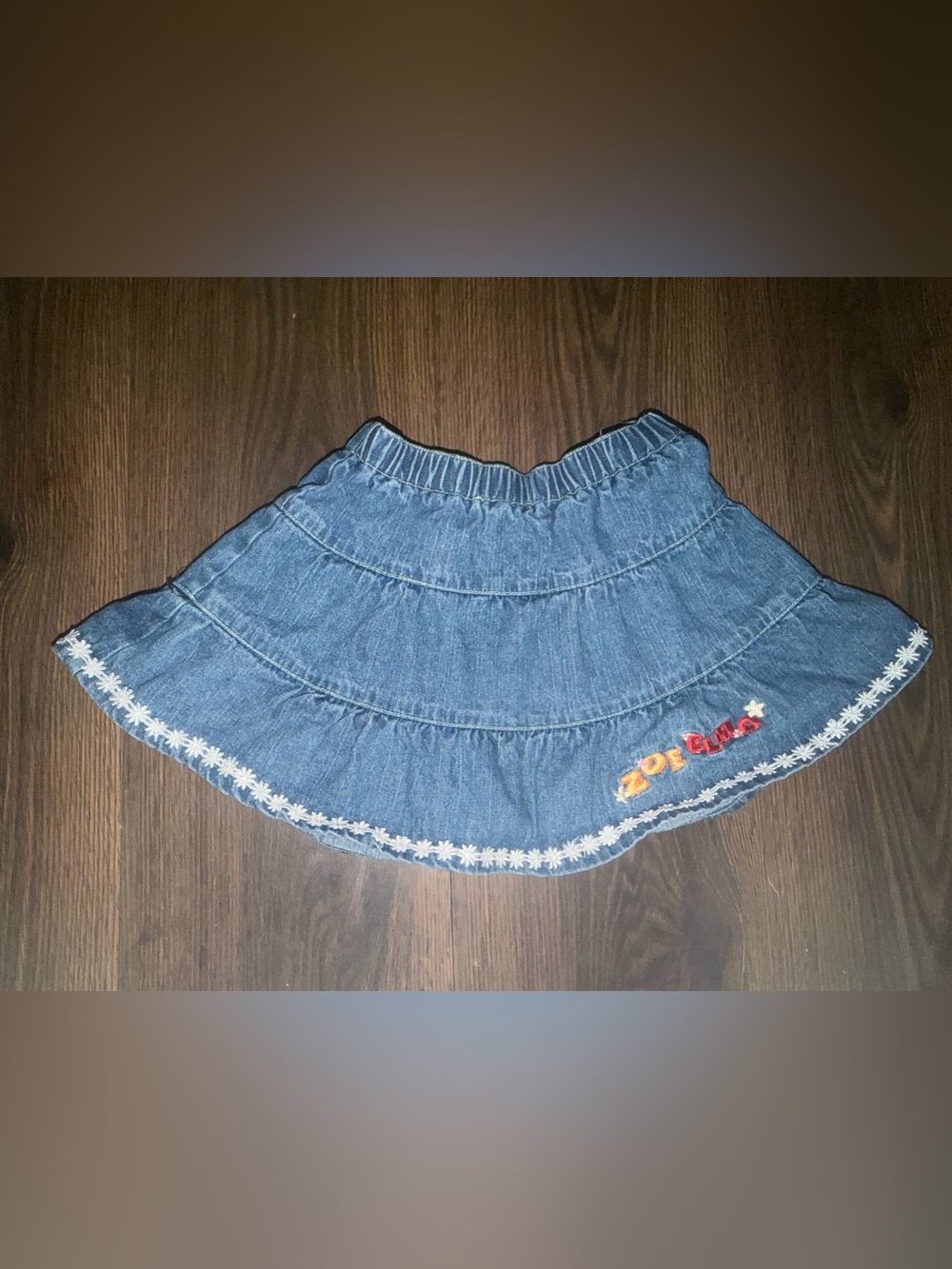 Vintage Y2K Embroidered Elmo & Zoe Embroidered Denim Skirt